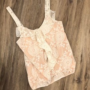 American Rag Lace Top with Ruffles Size Medium
